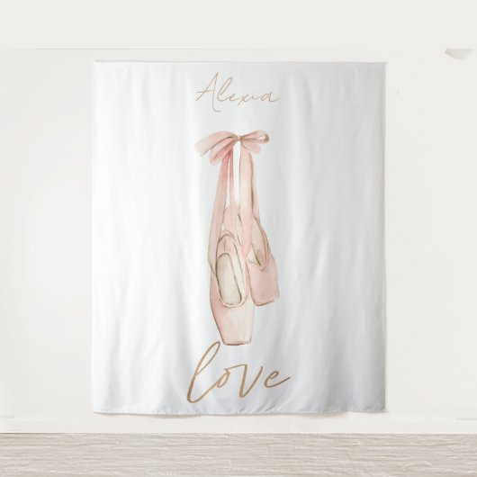 Tenture Personalized Pink Ballet Dance Studio Backdrop (Devant)