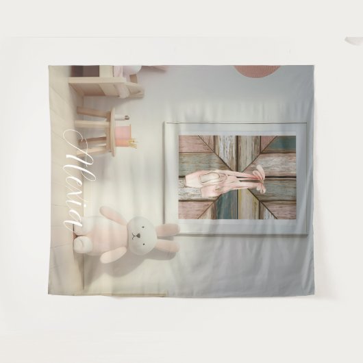 Tenture Personalized Pink Ballet Dance Studio Backdrop (Devant (Horizontal))