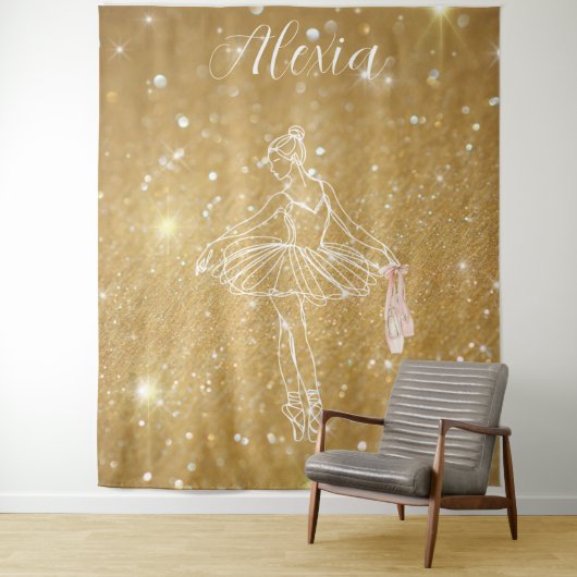 Tenture Personalized Pink Ballet Dance Studio Backdrop (En situation)