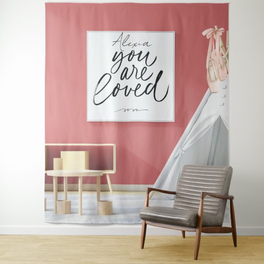 Tenture Personalized Pink Ballet Dance Studio Backdrop (En situation)