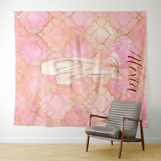 Tenture Personalized Pink Ballet Dance Studio Backdrop (En situation (horizontale))