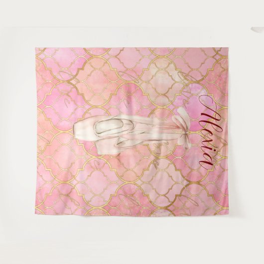 Tenture Personalized Pink Ballet Dance Studio Backdrop (Devant (Horizontal))