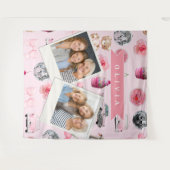 Tenture Personalized Pink Coquette Retro Cute Teddy Bear (Devant (Horizontal))