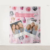 Tenture Personalized Pink Coquette Retro Cute Teddy Bear (Devant)