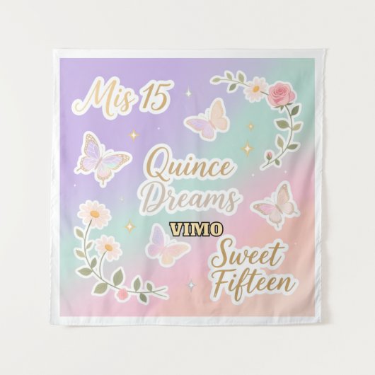 Tenture Personalized Quinceañera Photo Backdrop (Devant)
