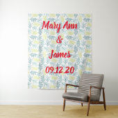 Tenture Personalized Wedding Backdrop Pink Gold Lights (En situation)