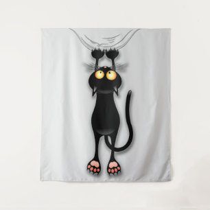 Tenture Personnage de chat drôle grattant le tissu