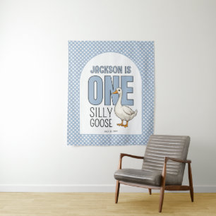 Tenture Personnalisé Blue One Silly Goose First Birday