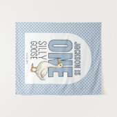 Tenture Personnalisé Blue One Silly Goose First Birday (Devant (Horizontal))