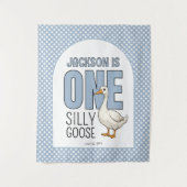 Tenture Personnalisé Blue One Silly Goose First Birday (Devant)