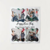 Tenture Personnalisé Joyeux Nouvel An Script 4 collage pho (Devant)