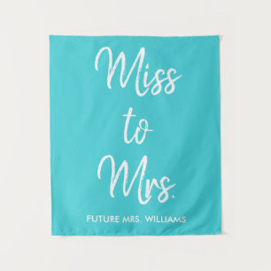 Tenture Personnalisé Turquoise Blue Miss à Mme Fête des ma