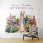 Tenture Personnaliser Pierre le lapin Première fête d'anni (En situation (horizontale))