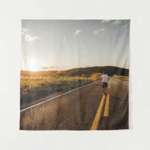 Tenture Personne qui court sur la route le matin