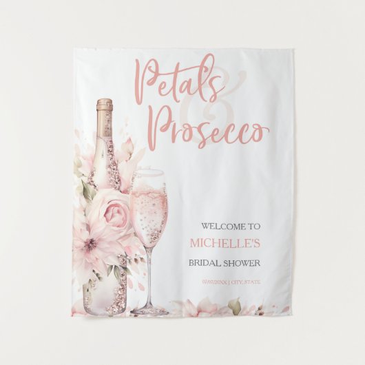 Tenture Pétales et Prosecco Fête des mariées florale rose (Devant)