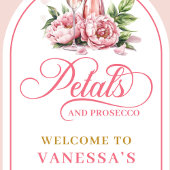 Tenture Pétales modernes et prosecco fond doré rosé