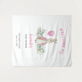 Tenture Peter Rabbit Baby shower rose (Devant (Horizontal))