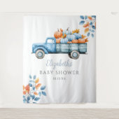 Tenture Petit Baby shower bleu Citrouille arrière-plan pho (Devant)