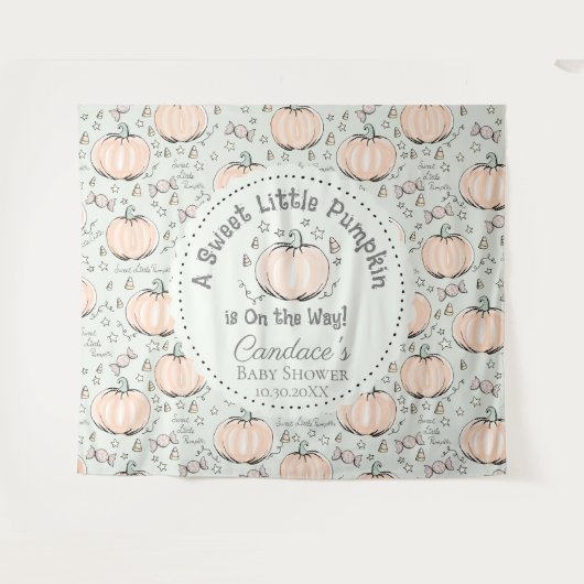 Tenture Petit Baby shower Citrouille Vert (Devant (Horizontal))