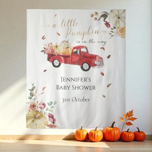 Tenture Petit Baby shower de camion rouge Citrouille