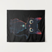 Tenture Petit Chat Noir Effrayant (Devant (Horizontal))