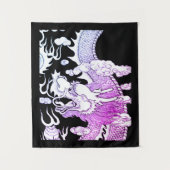 Tenture Petit DRAGON ULTRA VIOLET (34" x 40") EN NOIR (Devant)