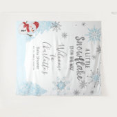 Tenture Petit flocon Baby shower bleu en toile de fond (Devant (Horizontal))