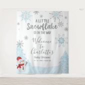 Tenture Petit flocon Baby shower bleu en toile de fond (Devant)