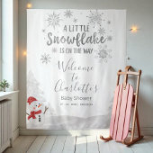 Tenture Petit flocon de neige Baby shower gris fond