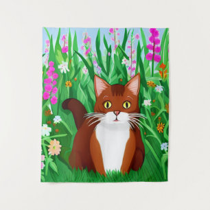 Tenture Petit gingembre Kitty Brown dans un champ de fleur
