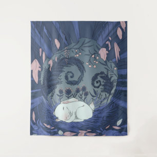 Tenture Petit Lapin Blanc Endormi