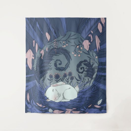 Tenture Petit Lapin Blanc Endormi (Devant)