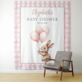 Tenture Petit lapin rose Baby shower mignon Fond photo (En situation)