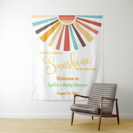 Tenture Petit Rayon De Soleil Baby shower Arrière-Plan (En situation)