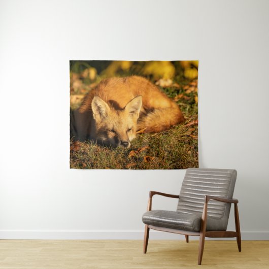 Tenture Petit renard endormi (En situation (horizontale))