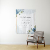 Tenture Petit Sweetie Elegant Baby shower Bleu Botanique (En situation)