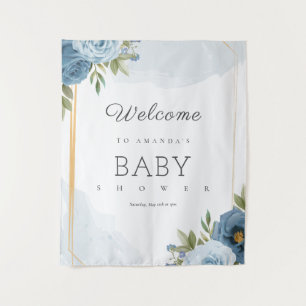 Tenture Petit Sweetie Elegant Baby shower Bleu Botanique