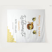 Tenture Petite abeille à miel mignonne avec fond de miel d (Devant (Horizontal))