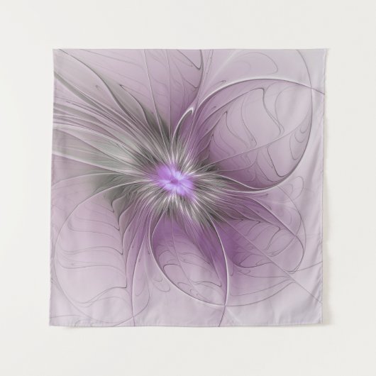 Tenture Petite Beauté Moderne Mauve Grey Fractal Art Flowe (Devant (Horizontal))