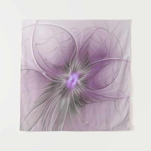Tenture Petite Beauté Moderne Mauve Grey Fractal Art Flowe (Devant)