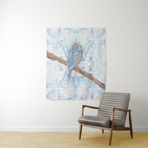 Tenture Petite bougie bleue sur arrière - plan en mosaïque