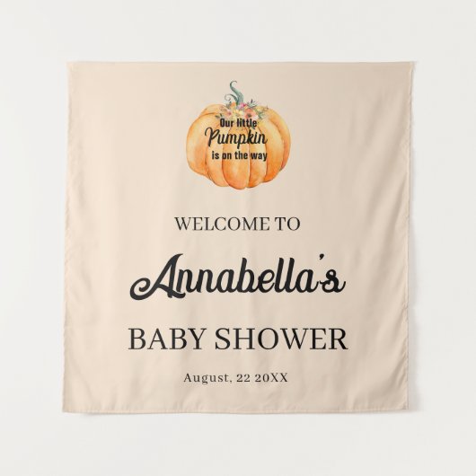 Tenture Petite Citrouille Fête de Naissance de Bébé Bienve (Devant)