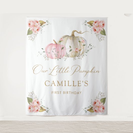Tenture Petite Citrouille Fille Anniversaire (Devant)