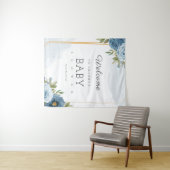 Tenture Petite Élégance Bleue Botanique Baby Shower (En situation (horizontale))