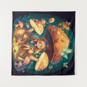Tenture Petite fille elfe parmi les champignons (Devant (Horizontal))