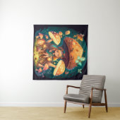 Tenture Petite fille elfe parmi les champignons (En situation (horizontale))