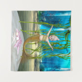 Tenture Petite fille Imaginaire mignonne, Océan Bleu (Devant (Horizontal))