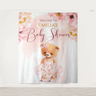 Tenture Petite fille Ours Aquarelle Fower Princesse