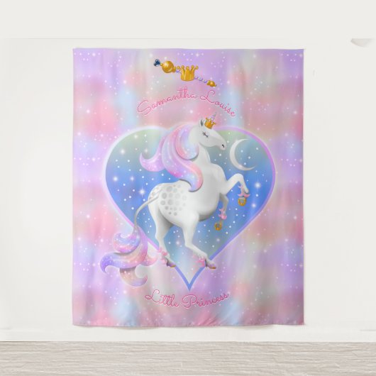 Tenture Petite Princesse Personnalisée Pink Unicorne (Devant)