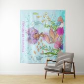 Tenture Petite Sirène Brown sous fond de mer (En situation)